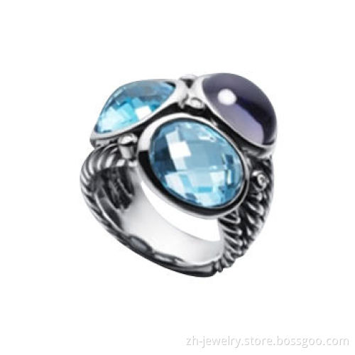 925 Sterling Silver Multiple Gemstone Rings, Different Style and Material Can be Made for Clients